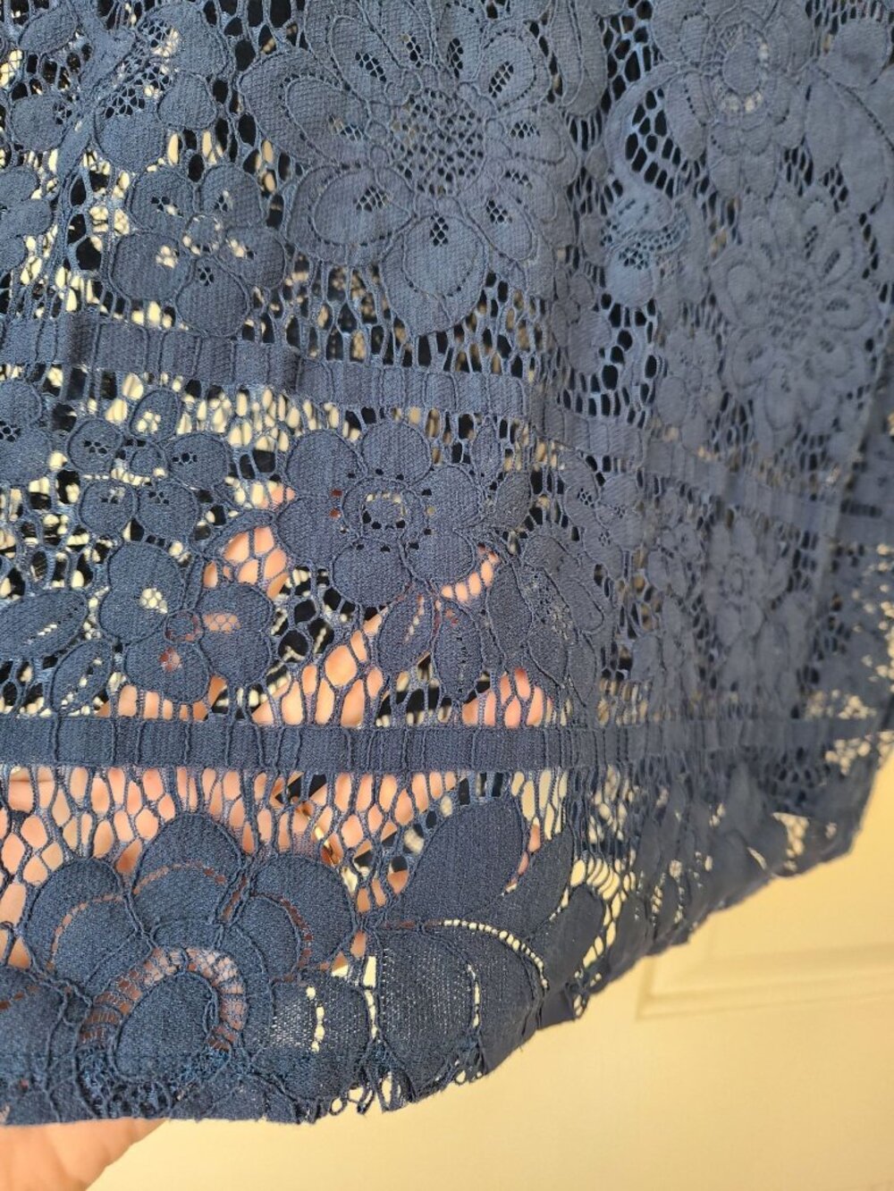 Whimsical Floral Lace Top Navy Blue Summer Fairy Beachy Boho Garden Girl Cute - Picture 5 of 8